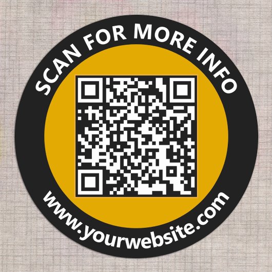 モダン金ゴールドブラックQRコードカスタム文字 ラウンドシール