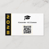 モダン金ゴールドブラックQRコード卒業名カード コーリングカード (裏面)