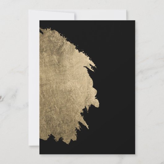 モダン金ゴールドブラッシュストローク白黒シック結婚ズ 招待状 (裏面)