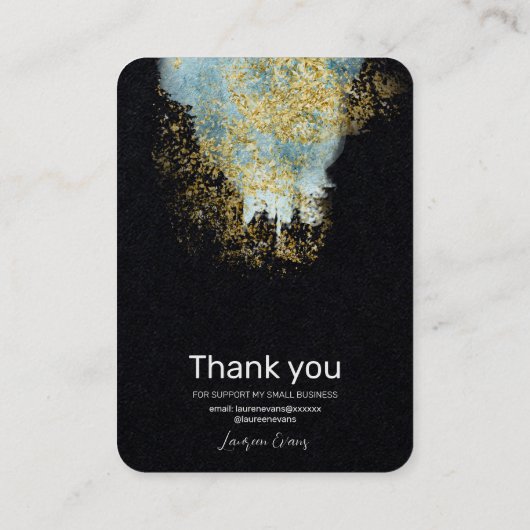 モダン金ゴールドブルーイヤリングディスプレイ 名刺 (裏面)