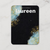 モダン金ゴールドブルーイヤリングディスプレイ 名刺 (正面)