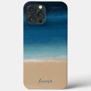 モダン金ゴールドブルーウォーターカラー抽象芸術絵画の iPhone 13 PRO MAXケース