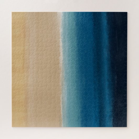 モダン金ゴールドブルーウォーター色抽象芸術絵画ズ ジグソーパズル (横)