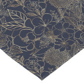 モダン金ゴールドブルーフローラドールラインアート ショートテーブルランナー (コーナー)