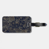 モダン金ゴールドブルーフローラドールラインアート ラゲッジタグ (裏面横)