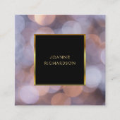 モダン金ゴールドブループロフェッショナル スクエア名刺 (正面)