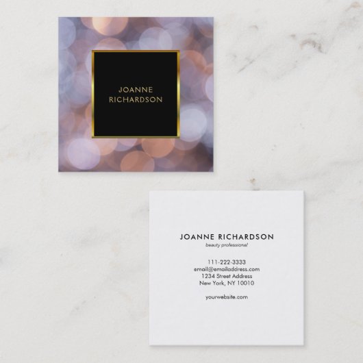 モダン金ゴールドブループロフェッショナル スクエア名刺 (正面/裏面)