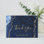 モダン金ゴールドブルーマーブルゲートサンキューカード サンキューカード (スタンド正面)