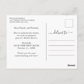 モダン金ゴールドブルーマーブルブライダルシャワー延期 ポストカード (裏面)