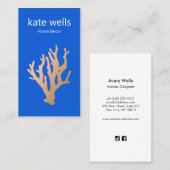 モダン金ゴールドブルー海コーラルリーフ航海の 名刺 (正面/裏面)