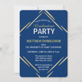 モダン金ゴールドブルー2025幾何学卒業パーティー 招待状 (正面)