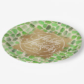 モダン金ゴールドホイルフェイクハッピーホリデイズグリーン ペーパープレート (アングル)