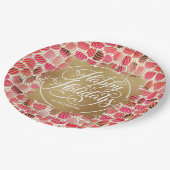 モダン金ゴールドホイルフェイクハッピーホリデイズベリー ペーパープレート (アングル)