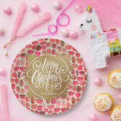 モダン金ゴールドホイルフェイクメリークリスマスベリー ペーパープレート (パーティー)