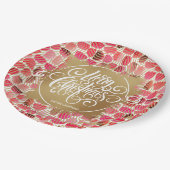 モダン金ゴールドホイルフェイクメリークリスマスベリー ペーパープレート (アングル)