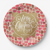 モダン金ゴールドホイルフェイクメリークリスマスベリー ペーパープレート (正面)