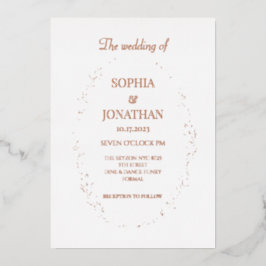 モダン金ゴールドホイ葉ル結婚式招待状 箔招待状