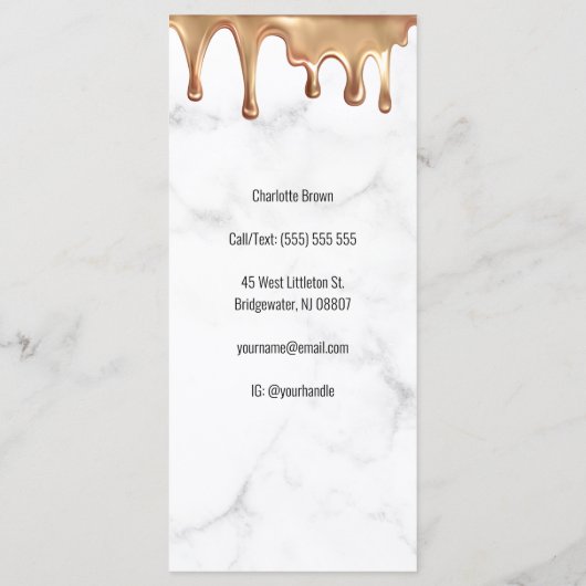 モダン金ゴールドホワイトマーブルサロン美しい価格表 メニュー (裏面)