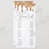 モダン金ゴールドホワイトマーブルサロン美しい価格表 メニュー (正面/裏面)