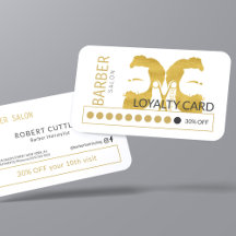 モダン金ゴールドホワイト理容師ショップサロンロイヤリティパンチ