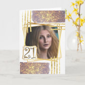 モダン金ゴールドホワイト21番目の幾何学的グリッター形状 カード (黄色い花)