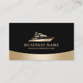 モダン金ゴールドボートレンタル販売メンテナンスブラック 名刺 (正面)