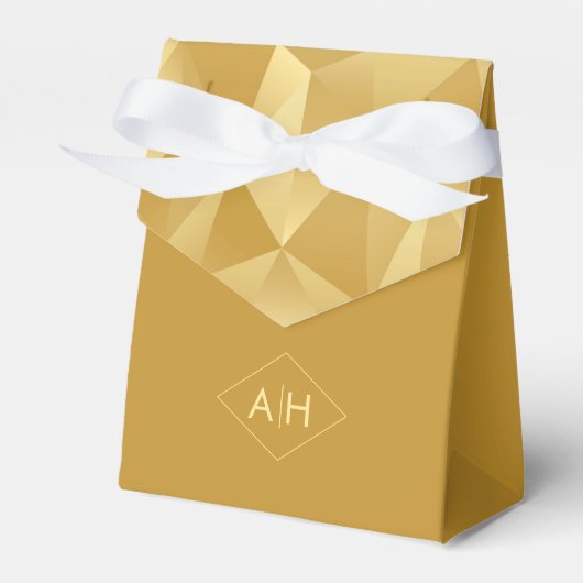 モダン金ゴールドポリゴンの幾何学的結婚式の引き出物ボックス フェイバーボックス (正面サイド)