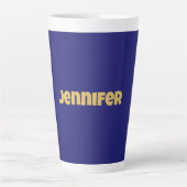 モダン金ゴールドミッドナイトブルーユニークプレーン カフェラテマグ (正面)