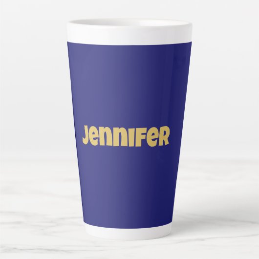 モダン金ゴールドミッドナイトブルーユニークプレーン カフェラテマグ (正面)