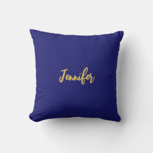 モダン金ゴールドミッドナイトブルーユニークプレーン クッション