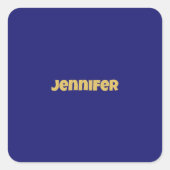 モダン金ゴールドミッドナイトブルーユニークプレーン スクエアシール (正面)