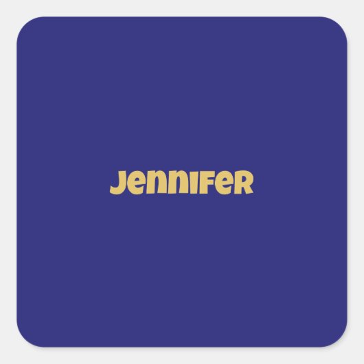 モダン金ゴールドミッドナイトブルーユニークプレーン スクエアシール (正面)