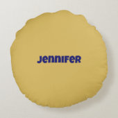 モダン金ゴールドミッドナイトブルーユニークプレーン ラウンドクッション (裏面)