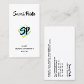 モダン金ゴールドミニマモノグラムのリスト 名刺 (正面/裏面)