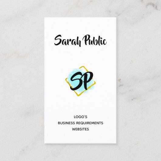 モダン金ゴールドミニマモノグラムのリスト 名刺 (正面)