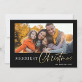 モダン金ゴールドミニマルスクリプトフォトホリド シーズンカード (正面)