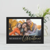 モダン金ゴールドミニマルスクリプトフォトホリド シーズンカード (スタンド正面)