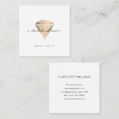 モダン金ゴールドミニマルディアマンサロンヴィスティンカルテ スクエア名刺 (正面/裏面)