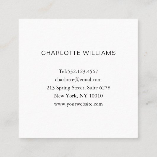 モダン金ゴールドミニマルディアマンサロンヴィスティンカルテ スクエア名刺 (裏面)