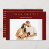 モダン金ゴールドミニマルレッド・メリー・クリスマス・フォト・カード シーズンカード (正面/裏面)
