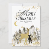 モダン金ゴールドムーン魔法フォレスト写真クリスマス シーズンカード (正面)