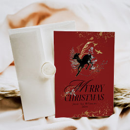 モダン金ゴールドムーン魔法フォレスト写真クリスマス シーズンカード