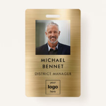 モダン金ゴールドメタル従業員の写真IDバッジ