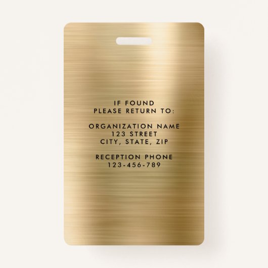 モダン金ゴールドメタル従業員の写真IDバッジ バッジ (裏面)