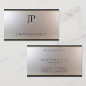 モダン金ゴールドモノグラムのシルバテンプレートラグジュアリー 名刺 (正面/裏面)