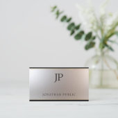 モダン金ゴールドモノグラムのシルバテンプレートラグジュアリー 名刺 (スタンド正面)