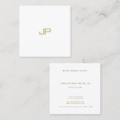 モダン金ゴールドモノグラムエレガントテンプレートプロフェッショナル スクエア名刺 (正面/裏面)