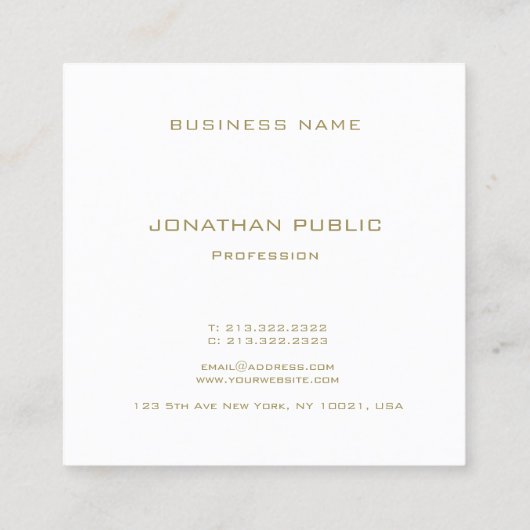 モダン金ゴールドモノグラムエレガントテンプレートプロフェッショナル スクエア名刺 (裏面)