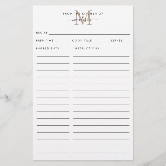 モダン金ゴールドモノグラムレシピのキッチンから (正面)