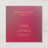 モダン金ゴールドモノグラム構造化テクスチャルッククールー スクエア名刺 (裏面)